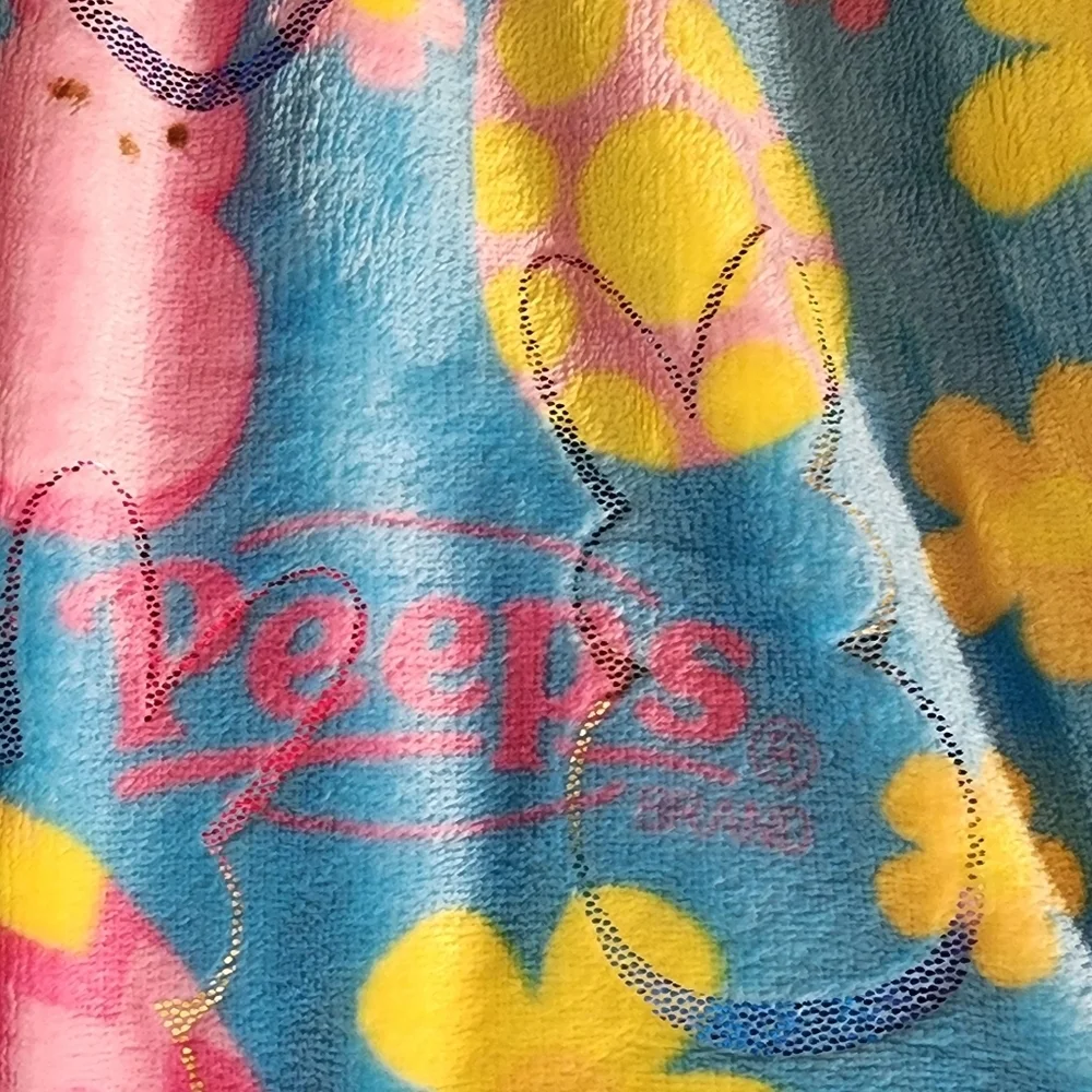 Peeps Blue Foil Happy Easter Oversized Plush Blanket Throw, NWT